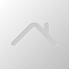 Roof of house. Simple linear icon. One line style. Paper design.