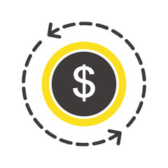 米ドル通貨コインアイコン矢印ベクターイラスト