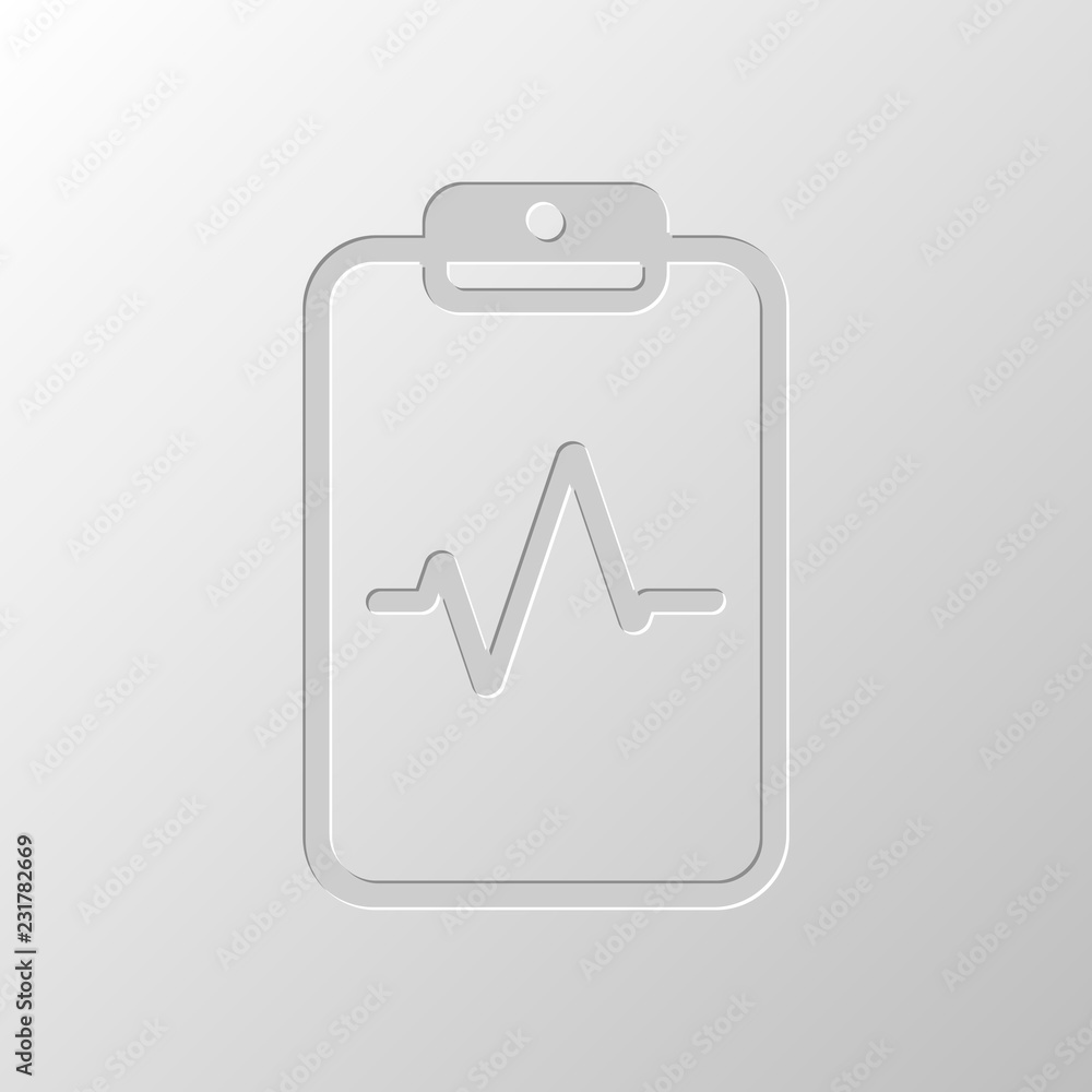 Poster tablet paper and pulse line. linear, thin outline. paper design.