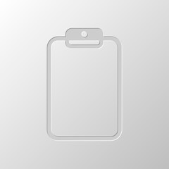 Tablet with paper. Paper design. Cutted symbol. Pitted style