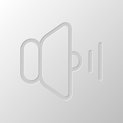 volume medium icon. Paper design. Cutted symbol. Pitted style
