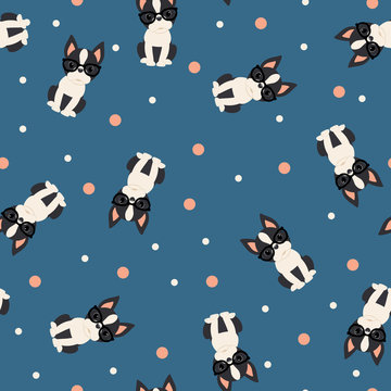 Boston terrier seamless vector pattern/wallpaper.