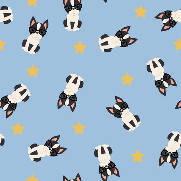 Boston terrier seamless vector pattern/wallpaper.