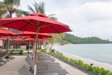 Red umbrella at beach 