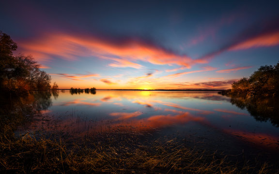Benbrook Lake Fall Sunset in Rural Texas