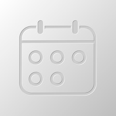 Simple calendar, Linear, thin outline. Paper design. Cutted symb