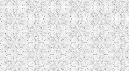 Fototapeta premium Seamless light texture of three-dimensional elegant flower petals based on hexagonal grid 3D illustration