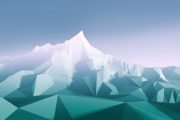 Fototapeta na wymiar Low poly mountain 3D image illustration