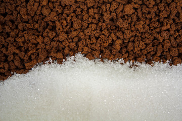 Macro view of Coffee and sugar