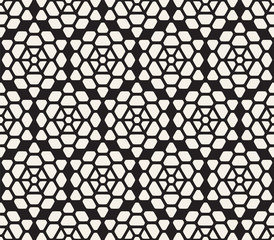 Vector seamless abstract pattern. Modern stylish striped lattice texture. Repeating geometric tiles with hexagonal elements.