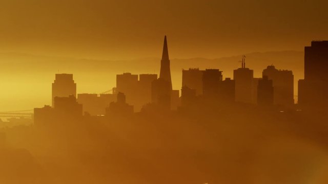 Aerial sunrise view San Francisco California