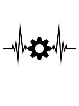 herzschlag mechanisch puls frequenz arbeiter ingenieur zahnrad mechaniker rad rund design logo