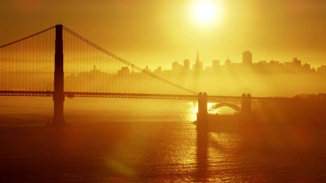 Aerial sunrise view San Francisco California Golden Gate Route 101 USA