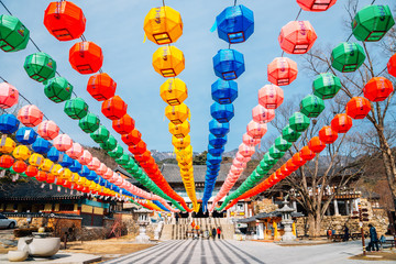 Colorful lanterns at Donghwasa temple in Daegu, Korea (Translation Buddha's Birthday)