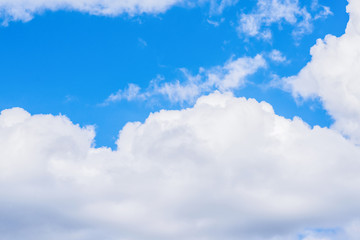 Naklejka na ściany i meble Closeup of blue sky with white cloud texture background
