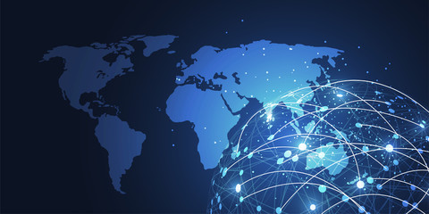 Global network connection. World map point and line composition concept of global business. Vector Illustration