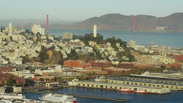 Aerial view San Francisco California USA Bridge Port Marin Headland
