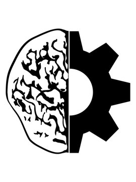 denken gehirn intelligent ingenieur zahnrad mechaniker rad rund design logo