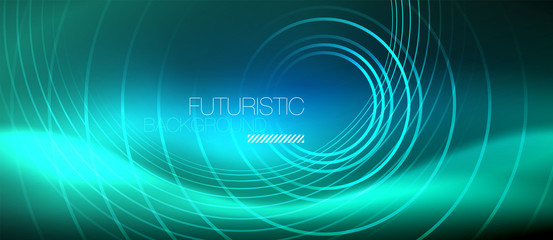 Neon glowing circles background