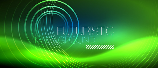 Neon glowing circles background