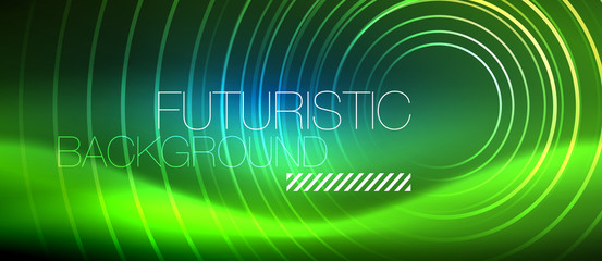 Neon glowing circles background