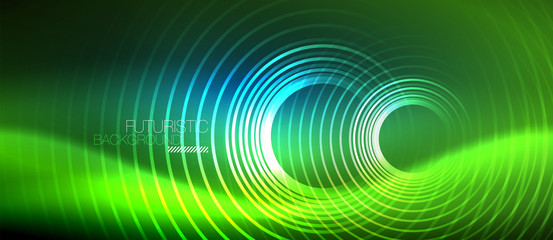 Neon glowing circles background