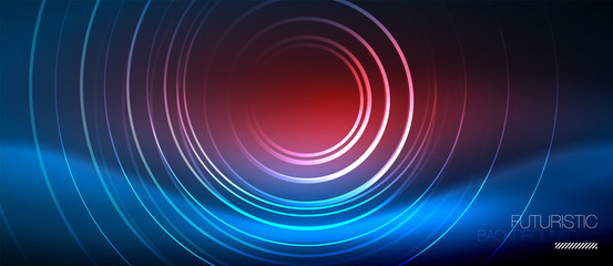 Neon glowing circles background