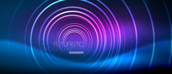 Neon glowing circles background