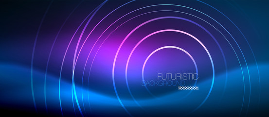 Neon glowing circles background