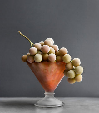 Frozen Muscat grapes in bowl
