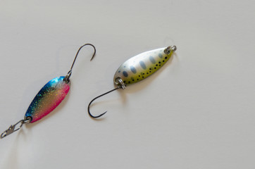 fishing lures on white background