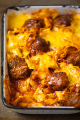 ustic baked italian meatball pappardelle pasta casserole