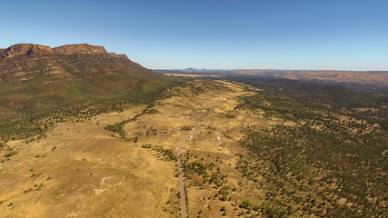Fototapeta na wymiar Aerial landscape view of the Western Escarpment of Wilpena Pound in the Flinders Ranges, South Australia.