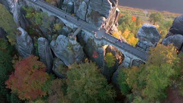 Bridge Crossing an Incredible Rock Formation at Sunset
