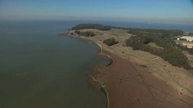 Aerial Pinole Point coastal wildlife California USA