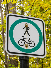 Bike lane go straight and speed limited signs.