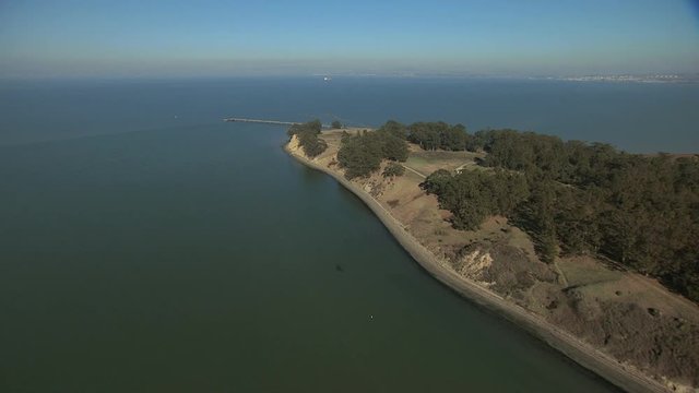 Aerial Pinole Point coastal shoreline wildlife California USA