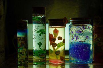 bottles with essential oils