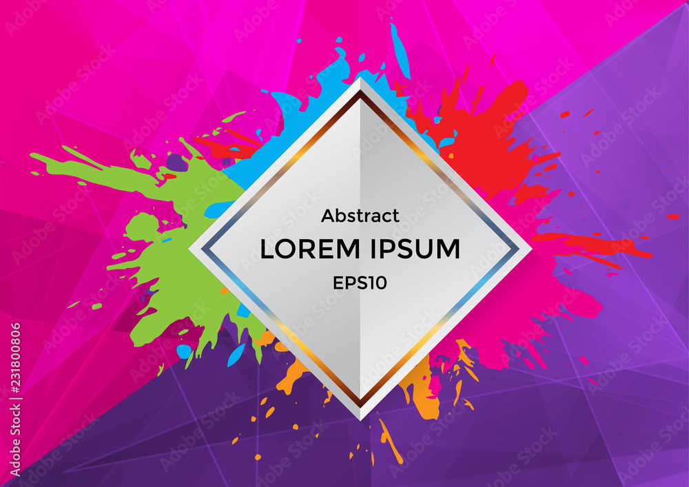 Poster abstract vector polygon with splatter and shape design background. illustration vector design