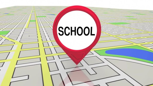 School Education Area Spot Location Map Pin 3d Animation