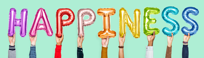 Colorful alphabet balloons forming the word happiness © Rawpixel.com