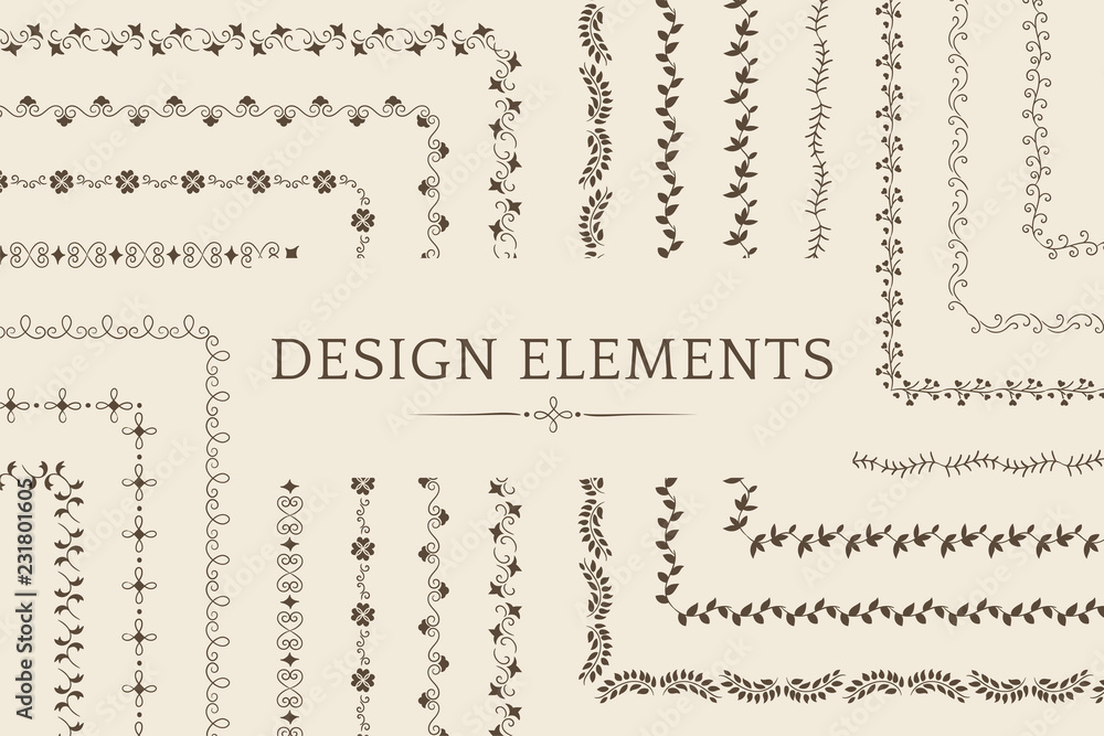 Poster collection of divider design element vectors