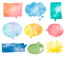 Set of colorful watercolor speech bubbles vector