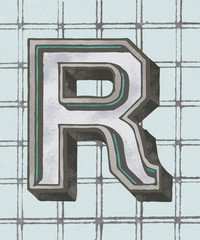 English alphabet letter R icon isolated