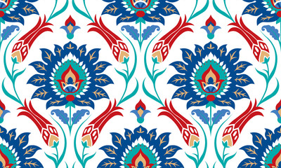 Vector seamless colorful pattern in turkish style. Vintage decorative background. Hand drawn ornament. Islam, Arabic, ottoman motifs. Wallpaper, fabric, wrapping paper print.  - 231802056