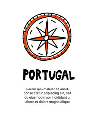 Compass illustration with Portugal lettering