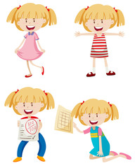 Set of young blonde girl