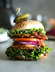 Vegan cheeseburger food photography recipe idea