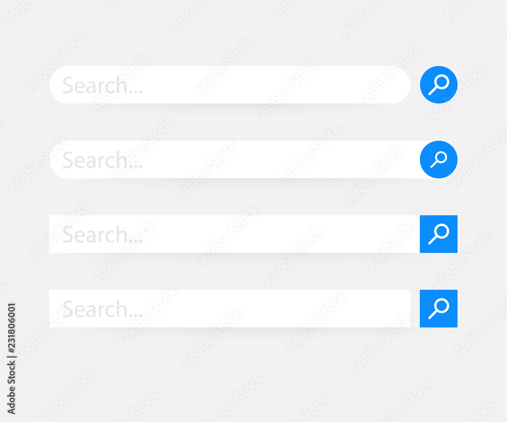 Poster set search bar vector element design, set of search boxes ui template isolated on blue background. v