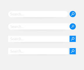 Obraz premium Set Search bar vector element design, set of search boxes ui template isolated on blue background. Vector illustration.